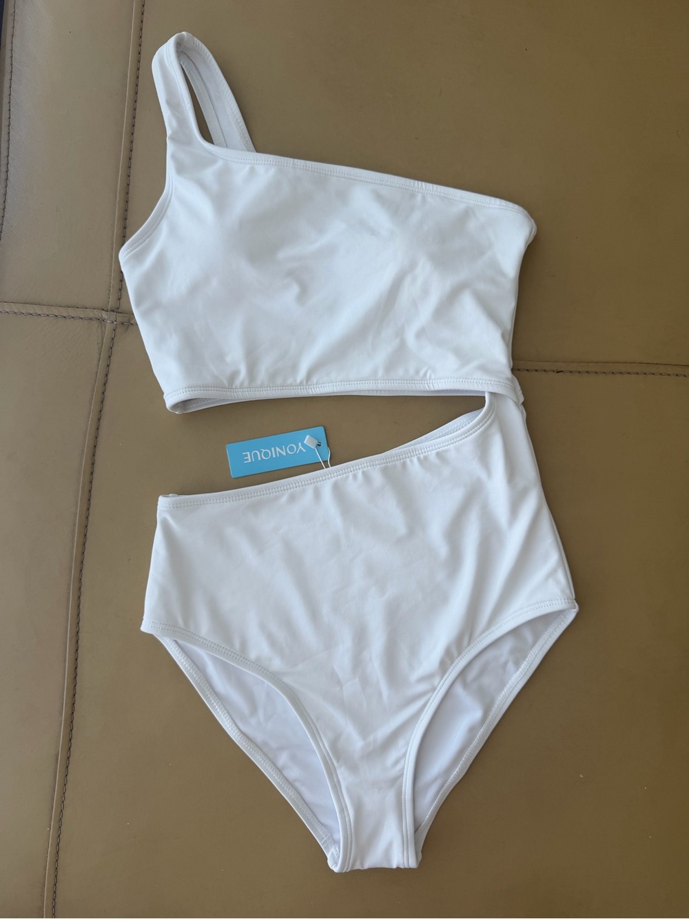 Younique White One-Shoulder High-Waist One-Piece